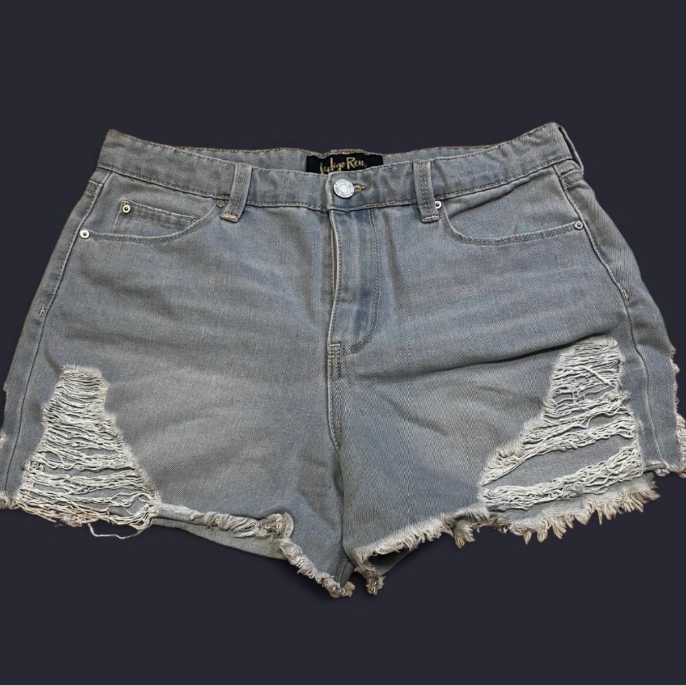 Indigo Rein Gray Distressed High-Rise Jean Shorts